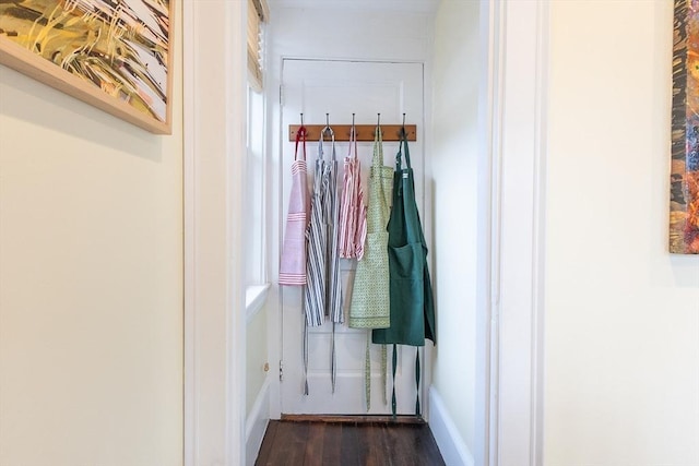 interior space featuring dark wood-style flooring