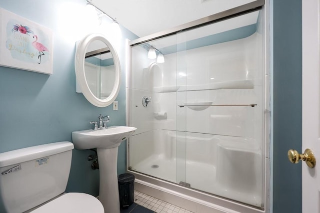 8 Rock Rd, Attleboro, MA 02703 - full bathroom featuring toilet, a stall shower, and tile patterned floors