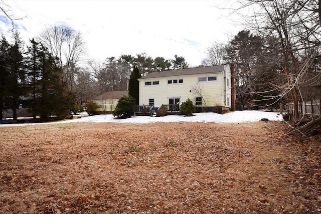 view of snow covered property