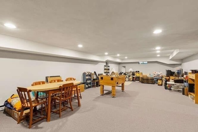 playroom featuring recessed lighting and carpet flooring