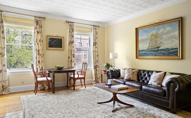 357-359 Beacon St Unit 4, Boston, MA 02116 - sitting room featuring plenty of natural light, wood finished floors, baseboards, and ornamental molding