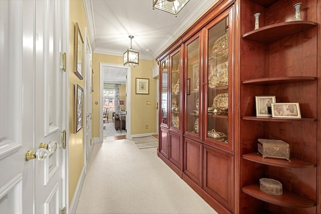 357-359 Beacon St Unit 4, Boston, MA 02116 - corridor with crown molding, light carpet, and baseboards
