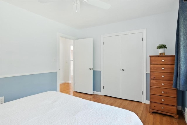 9 E Colonial Rd, Wilbraham, MA 01095 - bedroom featuring wood finished floors, ceiling fan, and a closet