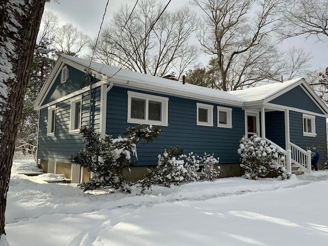 view of snow covered property