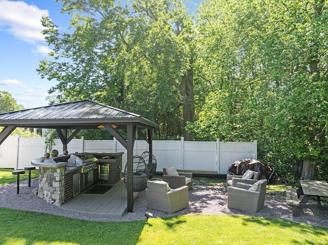 77 Columbus Dr, Fall River, MA 02720 - view of yard with an outdoor kitchen and a gazebo