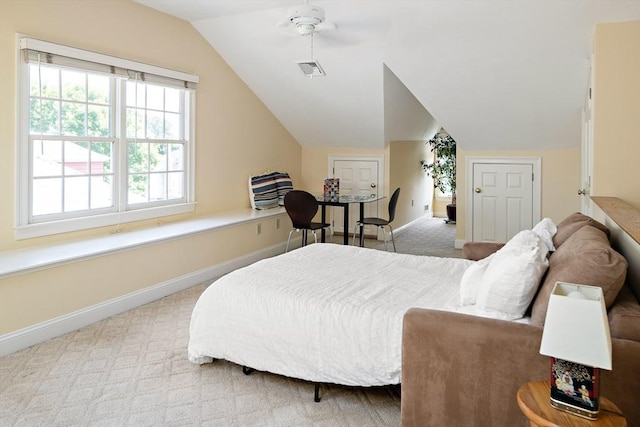 57 Alma Ave Unit 57, Belmont, MA 02478 - bedroom featuring carpet floors, lofted ceiling, and a ceiling fan
