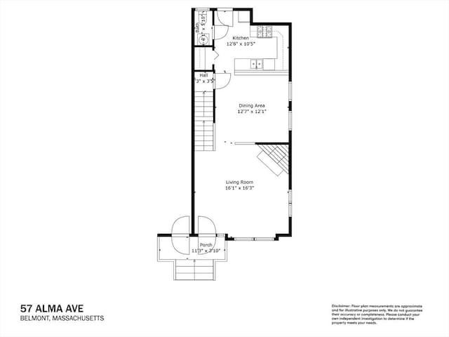 57 Alma Ave Unit 57, Belmont, MA 02478 - view of floor plan / room layout