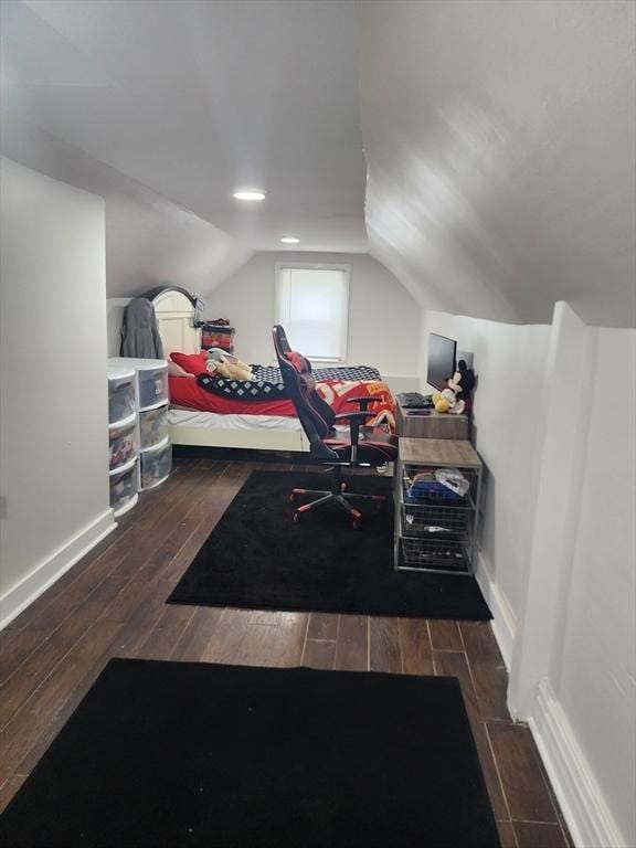 6 Pond St, Avon, MA 02322 - bedroom featuring baseboards, wood finish floors, and lofted ceiling