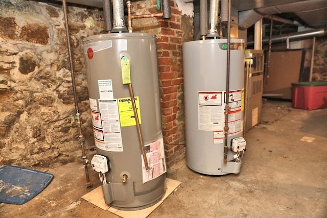 utility room with gas water heater