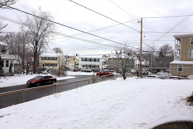 view of yard covered in snow