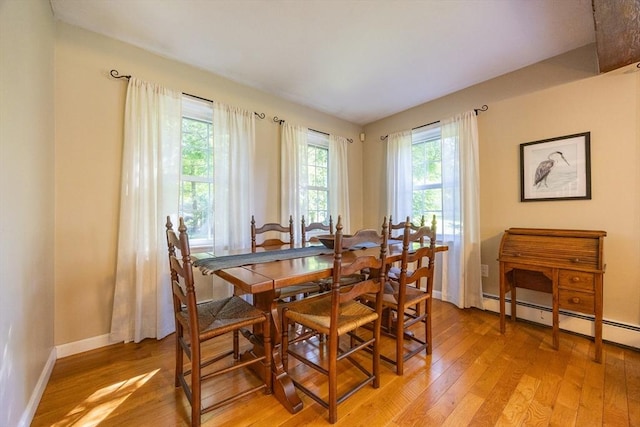 495 Creek St, Wrentham, MA 02093 - dining area featuring light wood-style floors, baseboards, and baseboard heating