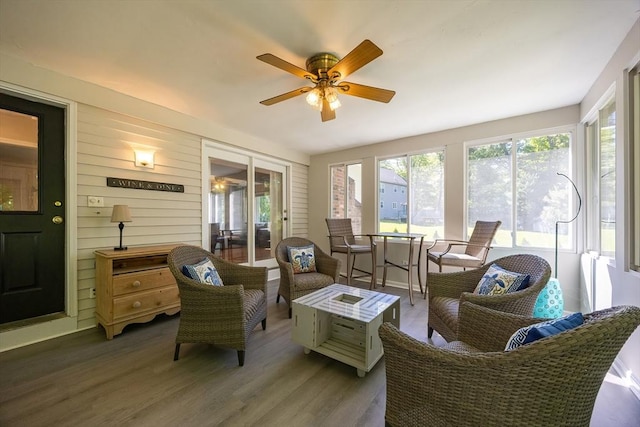 495 Creek St, Wrentham, MA 02093 - living area featuring a ceiling fan and wood finished floors