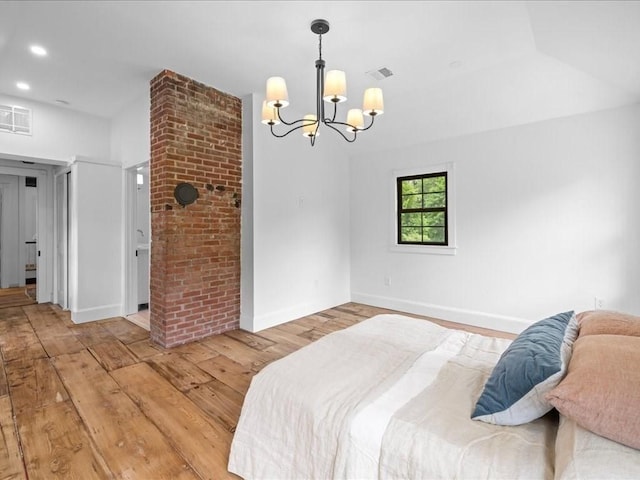 131 Cedar St, Middleboro, MA 02346 - bedroom featuring light wood-type flooring, a chandelier, recessed lighting, and baseboards