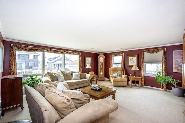 25 11th Rd, Marshfield, MA 02050 - living area featuring crown molding, light colored carpet, and baseboards