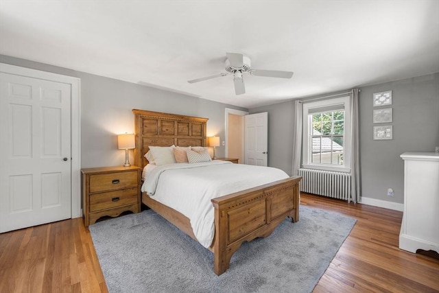 38 Fairmount Rd, Reading, MA 01867 - bedroom with radiator heating unit, light wood finished floors, and ceiling fan
