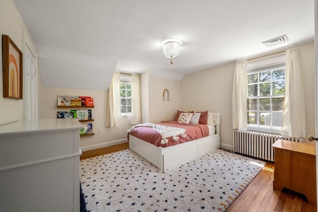 38 Fairmount Rd, Reading, MA 01867 - bedroom with radiator, wood finished floors, and vaulted ceiling