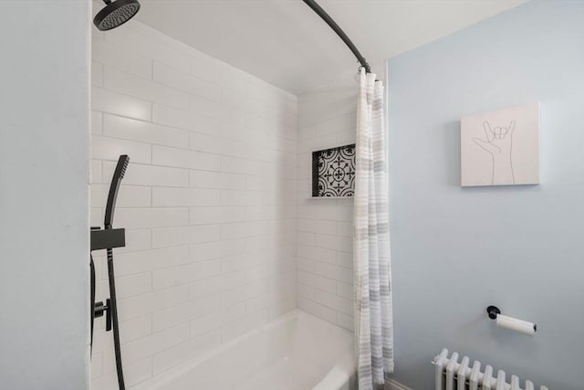 38 Fairmount Rd, Reading, MA 01867 - bathroom featuring radiator and shower / tub combo with curtain