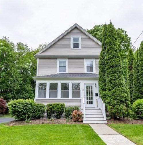 57 Clapp St, Walpole, MA 02081 - view of front of house featuring a front yard