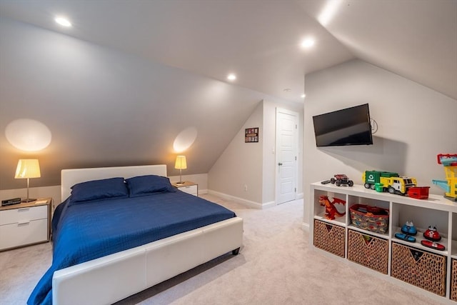57 Clapp St, Walpole, MA 02081 - bedroom with vaulted ceiling, carpet flooring, baseboards, and recessed lighting