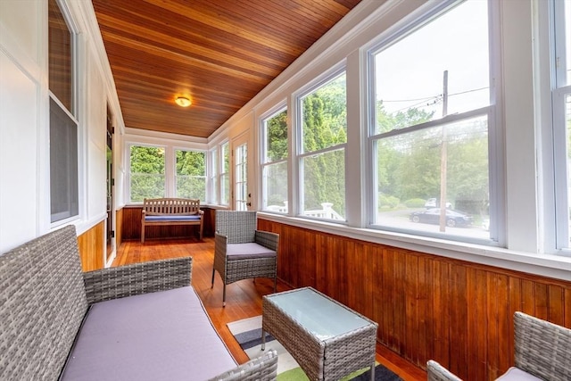 57 Clapp St, Walpole, MA 02081 - sunroom / solarium with wood ceiling, wood finished floors, and wood walls