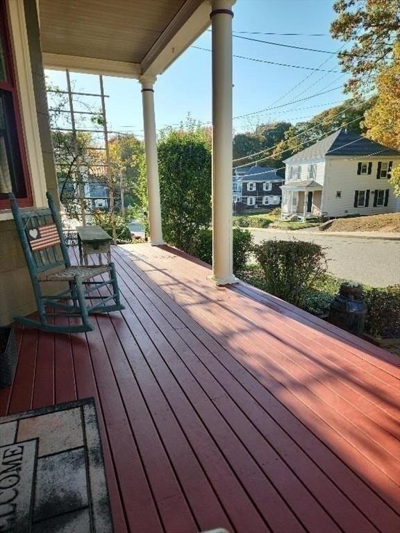 wooden deck with covered porch