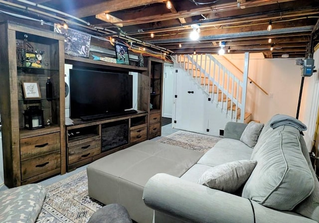 3 Bennett St, Hudson, MA 01749 - living room featuring stairs