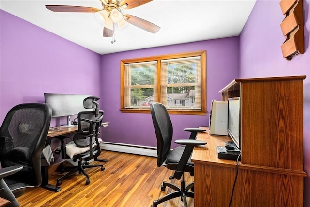 9 Lillian Rd, Acton, MA 01720 - office space featuring a ceiling fan, light wood-style flooring, a baseboard radiator, and baseboards