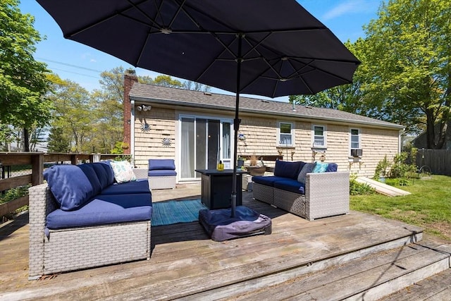 853 Sandwich, Falmouth, MA 02536 - deck featuring an outdoor hangout area and fence