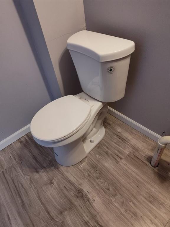 bathroom with wood-type flooring and toilet