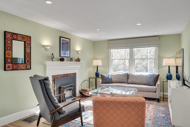 living room with light wood-type flooring