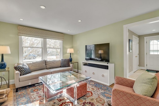 living room featuring light hardwood / wood-style flooring