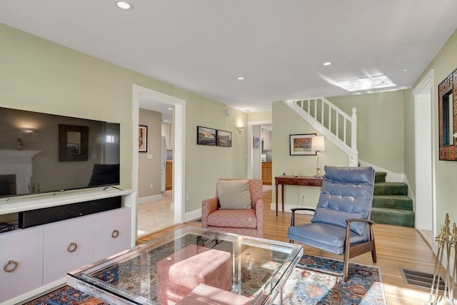 living room featuring light hardwood / wood-style flooring