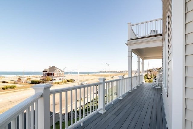 deck with a water view