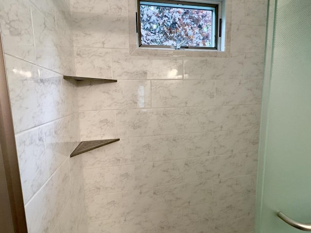 bathroom view of a tile shower