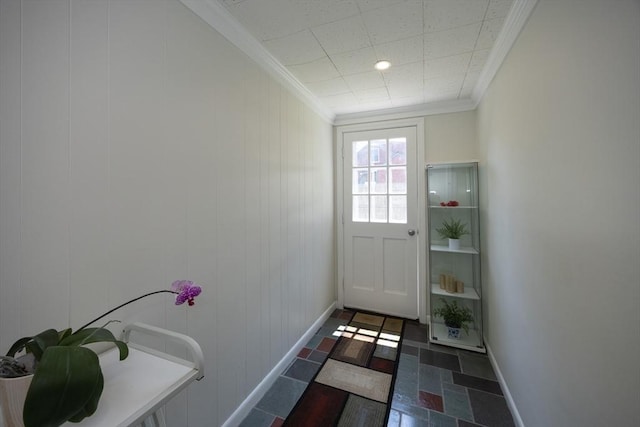 14 Adams Rd, Ashland, MA 01721 - doorway to outside featuring crown molding and baseboards
