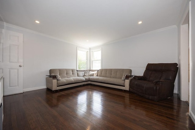 14 Adams Rd, Ashland, MA 01721 - living room featuring hardwood / wood-style flooring, ornamental molding, and recessed lighting