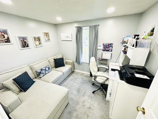 38 Thayer Ave, Whitman, MA 02382 - home office featuring light carpet, recessed lighting, and baseboards