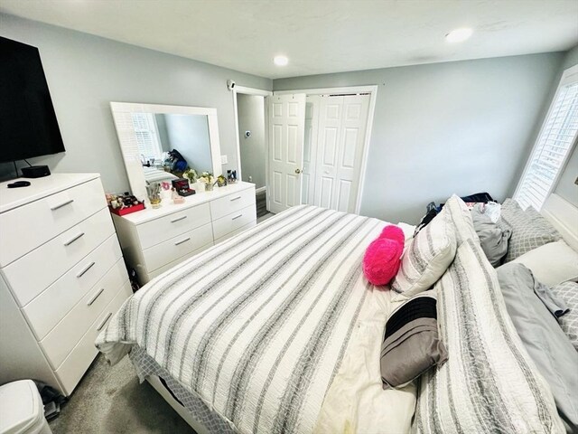 38 Thayer Ave, Whitman, MA 02382 - bedroom with recessed lighting, a closet, and carpet