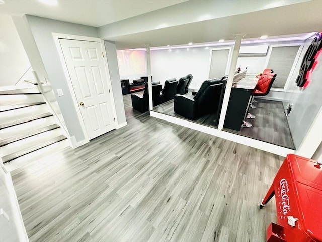 38 Thayer Ave, Whitman, MA 02382 - living room featuring wood finished floors and stairs