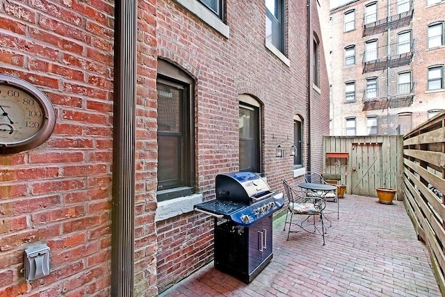 view of patio / terrace featuring a grill