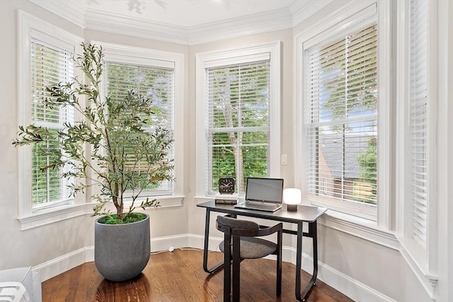 33 Winthrop Unit 1, Brookline, MA 02445 - home office with baseboards, wood finished floors, plenty of natural light, and ornamental molding