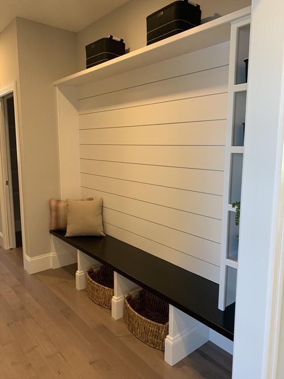 mudroom with hardwood / wood-style floors