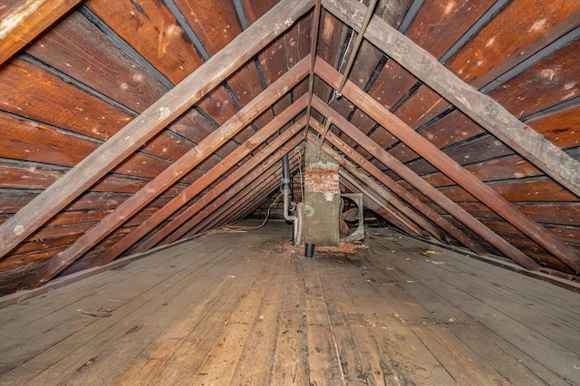 view of unfinished attic