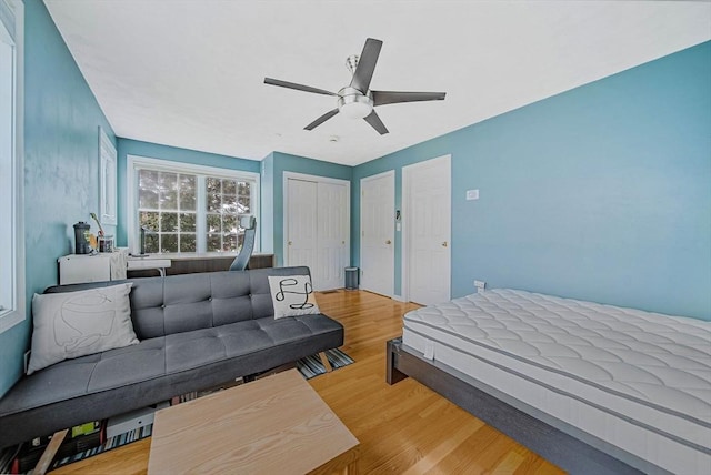 14 Ship Ave Unit 1, Medford, MA 02155 - bedroom with light wood finished floors and ceiling fan