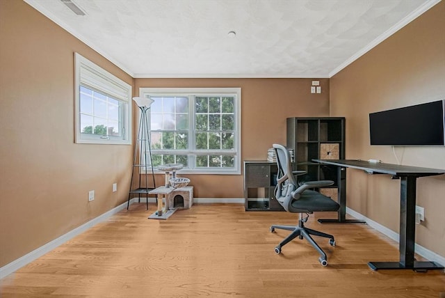 14 Ship Ave Unit 1, Medford, MA 02155 - office area featuring ornamental molding, wood finished floors, healthy amount of natural light, and baseboards