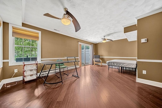 14 Ship Ave Unit 1, Medford, MA 02155 - game room with ceiling fan, baseboards, a textured ceiling, hardwood / wood-style flooring, and crown molding