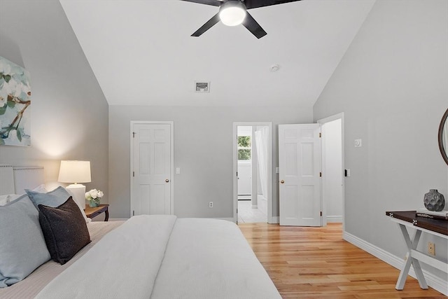 6 Candida Ln, Acton, MA 01720 - bedroom with lofted ceiling, light wood-style flooring, a ceiling fan, and baseboard heating