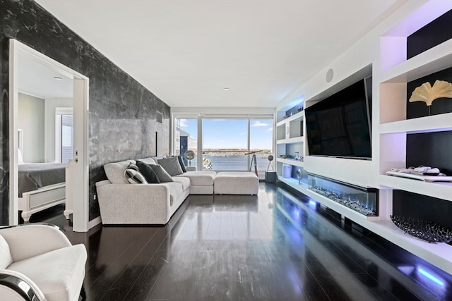 living room featuring dark hardwood / wood-style floors