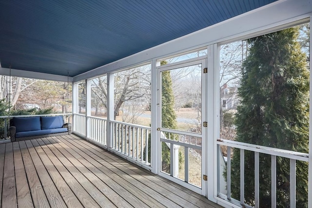 view of unfurnished sunroom