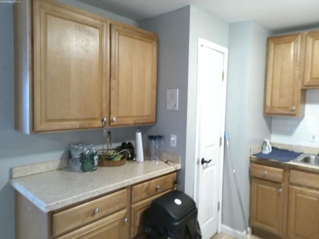 kitchen with tasteful backsplash and sink